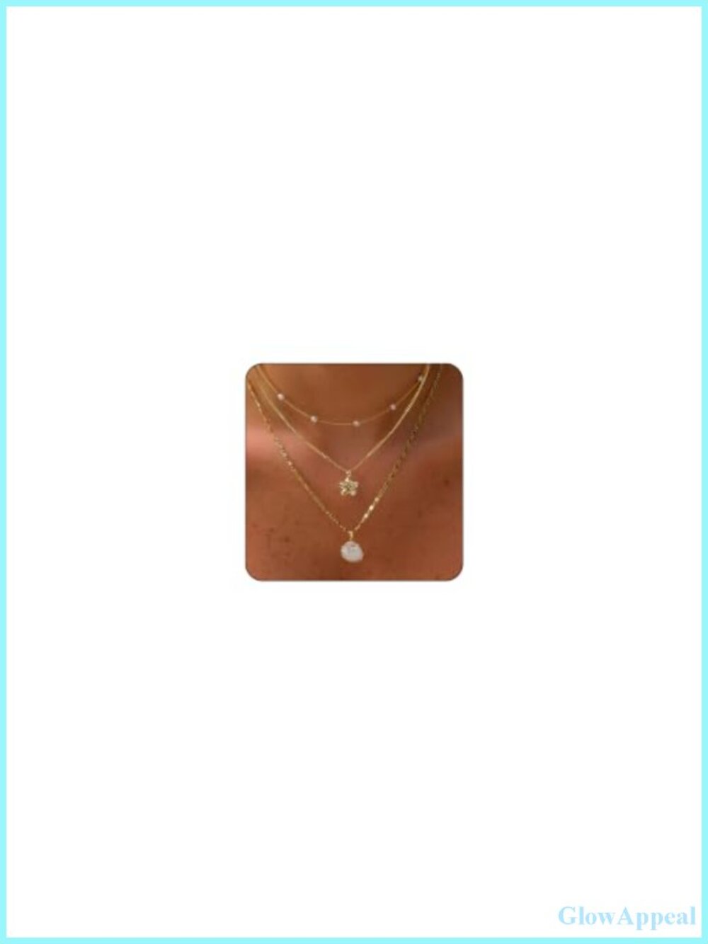14K Gold Plated Waterproof Necklace Set 3 Pc Layer